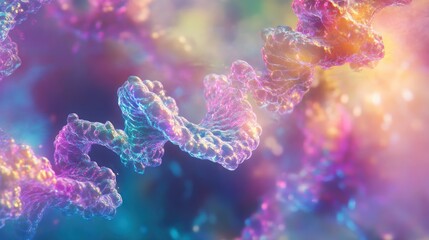 Naklejka premium Colorful Dna Strand Illustration with Abstract, Intertwined Structure and Molecular Details