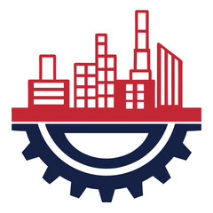 Obraz premium Stylized Industrial Manufacturing and Engineering Emblem