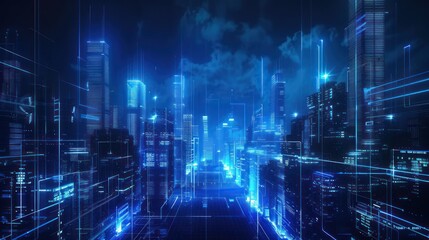 Futuristic Cityscape: A Digital Metropolis Illuminated with Neon Lights