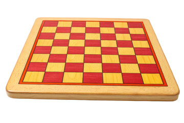 Checkers game board with colorful squares ready for a match in a classic wooden finish, cut out