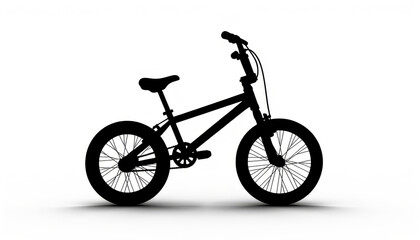 Fototapeta premium Black silhouette of BMX bike on white background, minimalist design