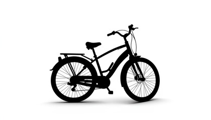 Obraz premium Black silhouette of cruiser bike on white background, minimalist design