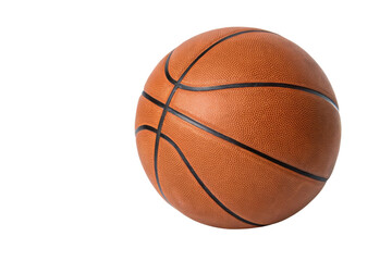 Fototapeta premium Basketball on a white surface ready for play and competition in various sports such as professional leagues and local games, cut out