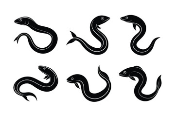 Crimson Tidal Eel silhouette vector illustration