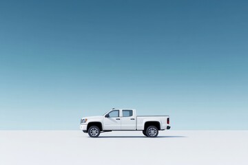 Fototapeta premium clean rendering of pickup truck displayed in profile view on pristine white surface with soft shadows and wide copy