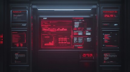 A futuristic digital bank interface displayed on a holographic screen,