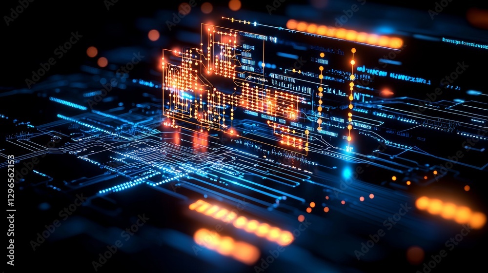 Aufkleber dynamic abstract digital circuit board tech visualization digital environment graphic design concept