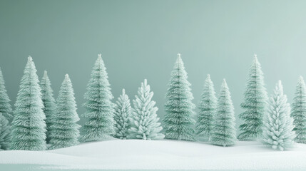 Fototapeta premium Snow-covered Christmas trees in a winter scene