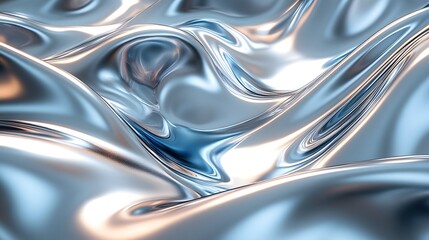 Envisioning a Smooth Liquid Metal Background with Abstract Designs and Captivating Chrome Reflections