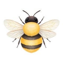 a vibrant illustration of a bee with black and yellow stripes, showcasing its delicate wings and fuzzy body