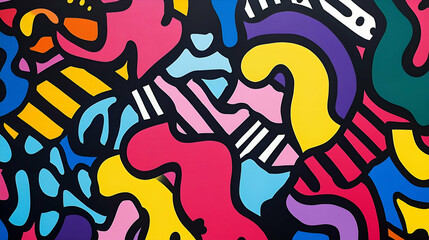 Abstract Colorful Graffiti Art with Bold Shapes and Lines