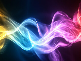 Obraz premium Colorful energy waves flowing in dark background create vibrant visual