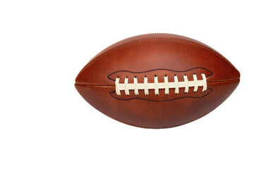 Leather football resting on a surface, perfect for enhancing sports-themed designs or promotional materials related to football events and activities, cut out