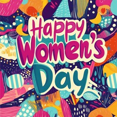Vibrant Colorful Women Day Lettering