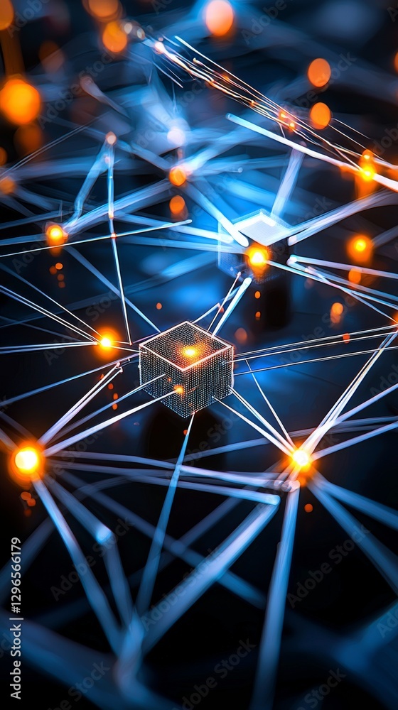 Aufkleber exploring abstract network data cube futuris innovative technology visuals in a digital environment