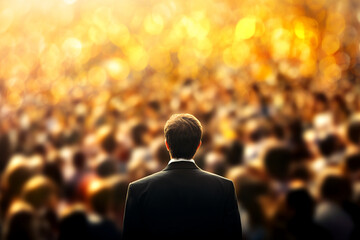 Fototapeta premium business leader addressing diverse audience with blurred background