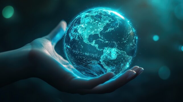 Artistic futuristic technology empowering global climate solutions