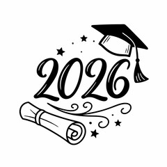 Minimalist Black and White Class of 2026 Graduation Artwork