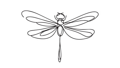 Continuous one single minimal line drawing dragonfly