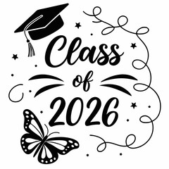 Obraz premium Class of 2026 with Inspirational Butterfly Artwork