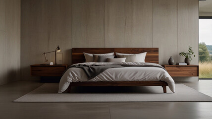 modern, comfortable bed for bedroom, elegant bedroom, beautiful furniture, stylish interior 