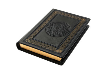 Fototapeta premium Unique leather-bound journal featuring intricate embossing and ornamental design for journaling and creative writing, cut out