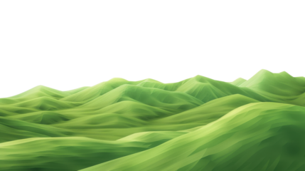 Green low poly hills forming a landscape with transparent background