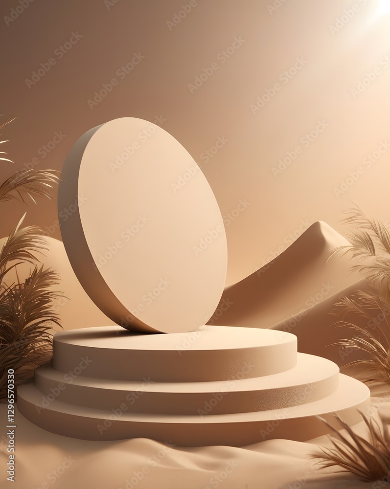 Aufkleber an abstract 3d rendering of a product display stand