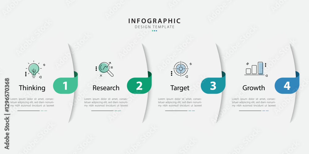 Poster timeline infographic template. 4 step timeline journey, calendar flat simple infographics design tem