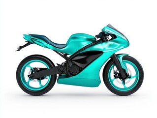 Obraz premium Teal and Black Sport Motorcycle on White Background