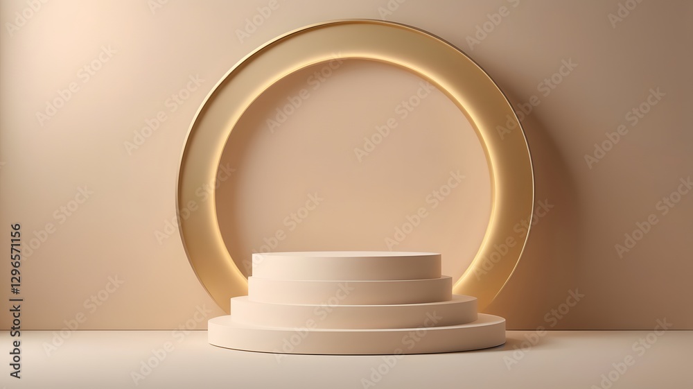 Poster a minimalist golden circle with a presentation podium display