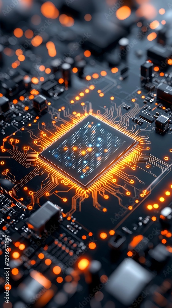 Aufkleber high tech microprocessor circuit b innovation tech lab image capture digital landscape close-up view