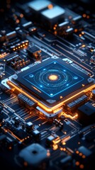 Fototapeta premium Futuristic Central Processing Unit Circuitry Digital Realm Technology Image High-Tech Environment Close-Up View Innovation Concept