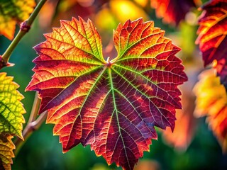 Obraz premium Lush Wild Grape Leaves in Selective Focus, Vibrant Green Background - Stock Photo