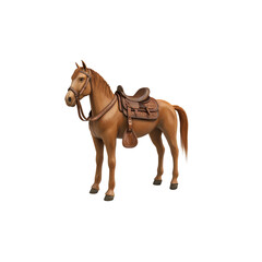Realistic Brown Horse with Saddle in a Studio Environment