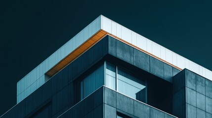 Obraz premium Modern Architecture Detail, Corner of Building, Architectural Photography, Urban Cityscape