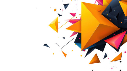 Colorful polygonal triangles exploding on transparent background