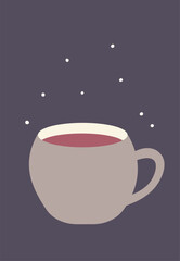 Advent calendar. Christmas print. The cute color cup. Kitchen doodle vector illustration. Design for hiliday card, poster.