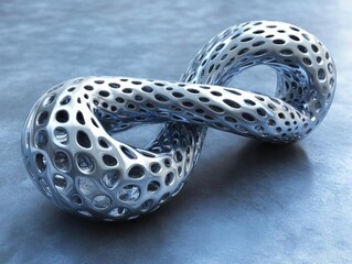 Futuristic Metal Sculpture: Infinity Knot Design