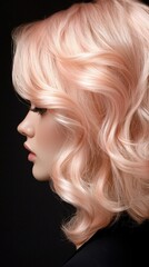 Obraz premium A woman with pink hair is shown in profile