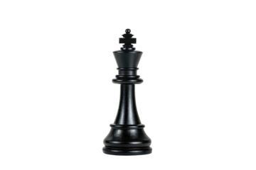 Black chess king piece standing tall on a land of strategy and intellect for the ultimate game of chess, cut out