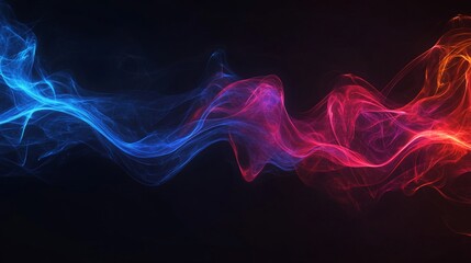 Obraz premium Abstract red blue smoke wave dark background design