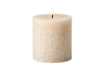 Elegant white candle glowing softly while providing warmth for a serene atmosphere during cozy evenings at home, cut out