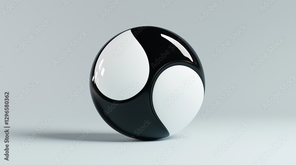 Poster A perfectly balanced yin-yang symbol in a floating 3D style