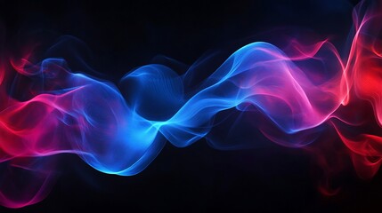 Abstract flowing red blue smoke dark background design