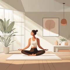 Yoga Routine in a Minimalist Room