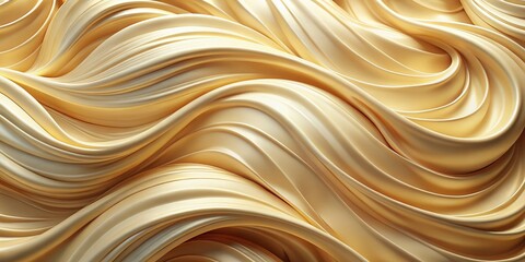 Obraz premium Luxurious Textured Cream Waves with Golden Accents: Abstract Background Stock Photo