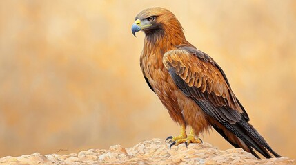 Fototapeta premium Majestic Golden Eagle Perched on a Rocky Outcrop
