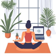 Fototapeta premium Yoga with a Laptop Class