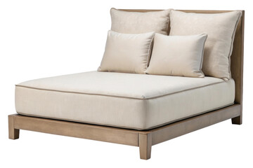 Obraz premium Elegant seating design for outdoor relaxation with plush cushions and a wooden frame, cut out